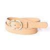 Mise au Green Ceinture | Ceinture Unie En Cuir Boucle Ardillon Beige