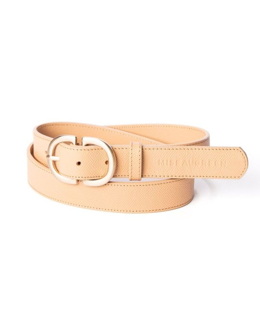 Mise au Green Ceinture | Ceinture Unie En Cuir Boucle Ardillon Beige