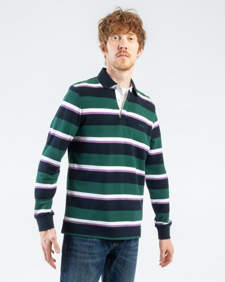 Mise au Green Polo | Polo Raye Manches Longues Regular Fit En Coton Ray Multico