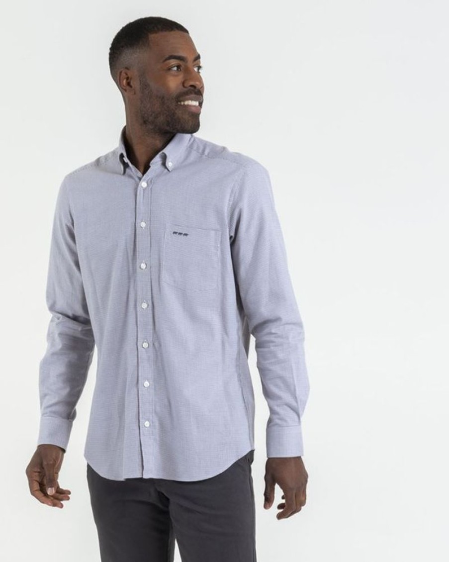 Mise au Green Chemise | Chemise Regular Fit Manches Longues A Carreaux En Coton Carreaux Gris