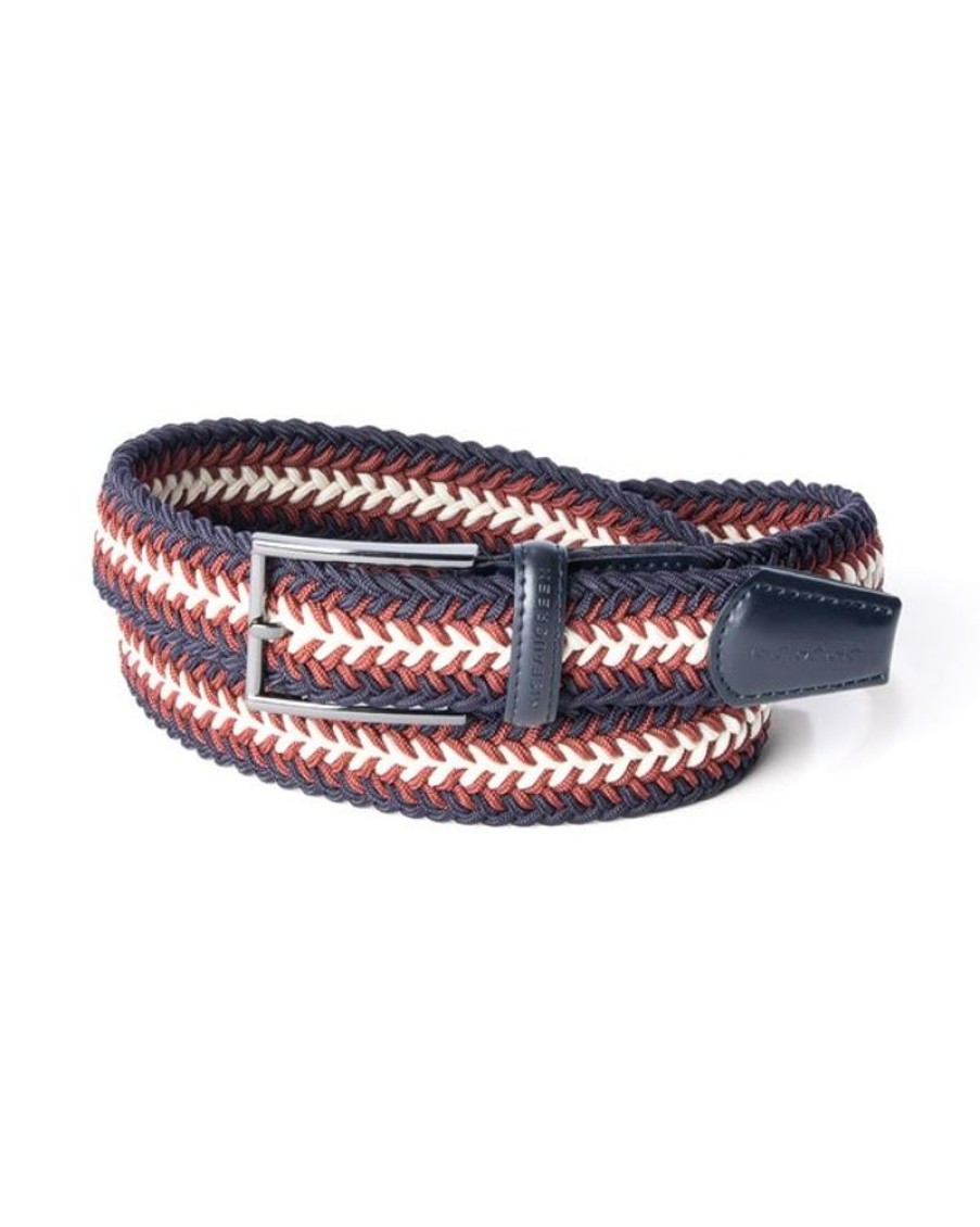 Mise au Green Ceinture & Bretelles | Ceinture Tressee Tricolore A Boucle Bleu Marine