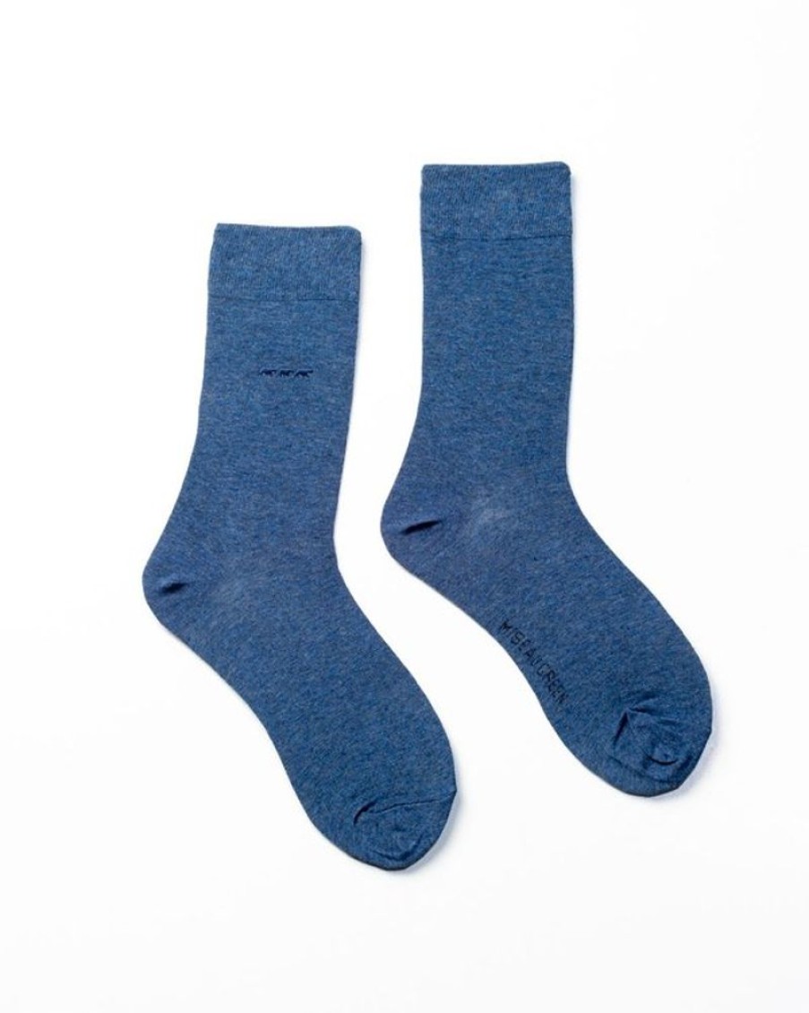 Mise au Green Chaussettes | Chaussettes Unies Broderie 3 Vaches Indigo