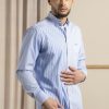 Mise au Green Chemise | Chemise Patchwork De Rayures En Tissu Oxford Rayures Bleu