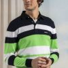 Mise au Green Pull | Pull Col Polo Rayures Vert