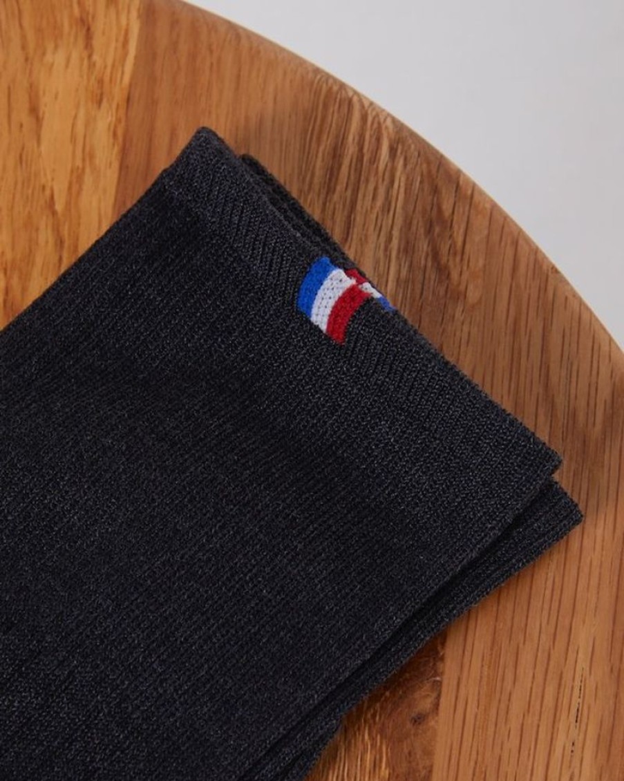 Mise au Green Chaussettes | Chaussettes Unies Cotelees En Fil D'Ecosse Anthracite