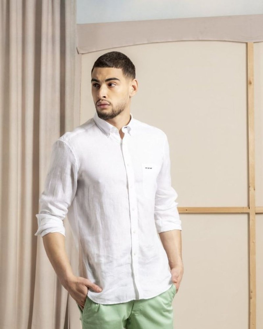 Mise au Green Chemise | Chemise Manches Longues Lin Blanc